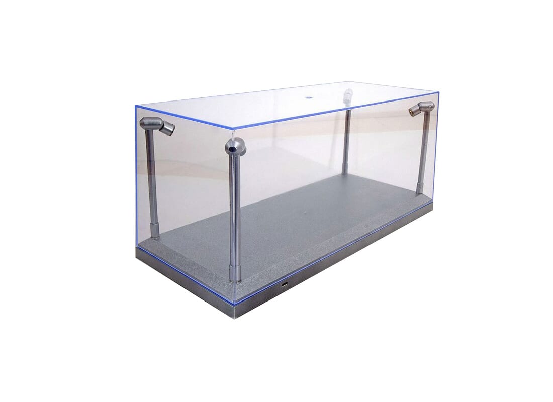 1-18 Acrylic Case with LED Lights and Silver Base Display Case