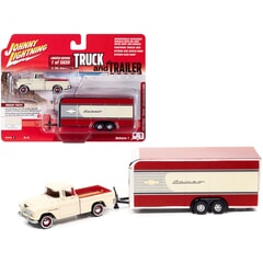Chevrolet Cameo With Enclosed Car Trailer 1955 1:64 scale Johnny Lightning Diecast Model Car