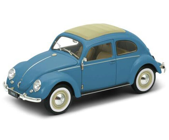 Welly New 1:24 Display Collection Blue Volkswagen Beetle Hard TOP Diecast Model Car 