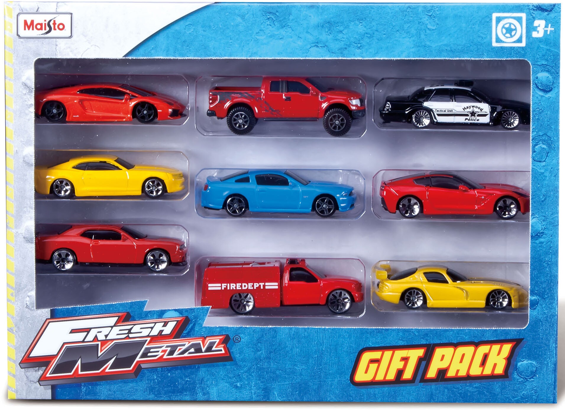 diecast cars in a fresh metal 5 pack in a 1:64 scale manfactured by maisto  