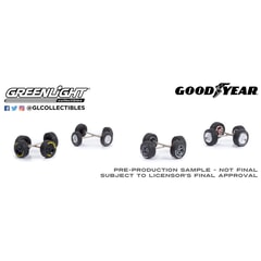Goodyear Tyre Wheel & Tyre Pack Series 6 4 Sets Of Wheels 1:64 scale Diorama Accessory by Green Light Collectibles in Black/Silver