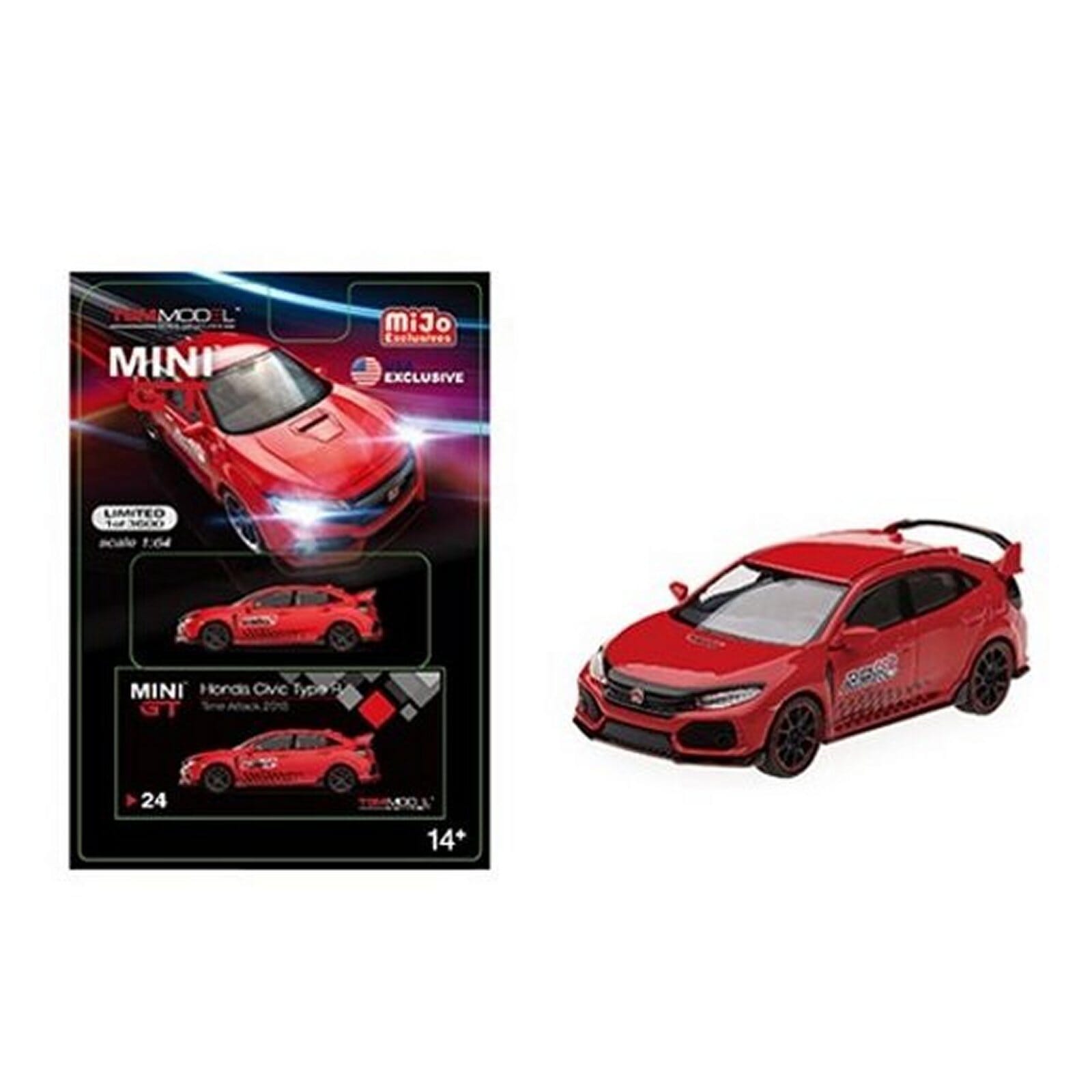 Honda Civic Type R Diecast Model 1 64 scale Red Black