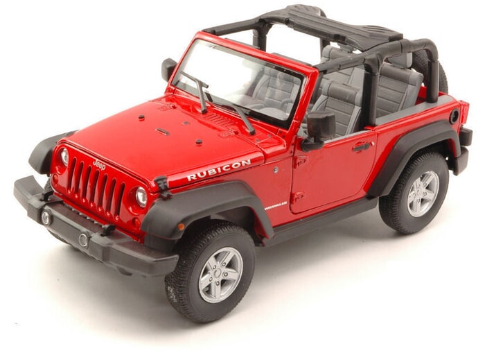 Jeep Wrangler Open Roof 1:24 scale Diecast Model Car by Welly in Red