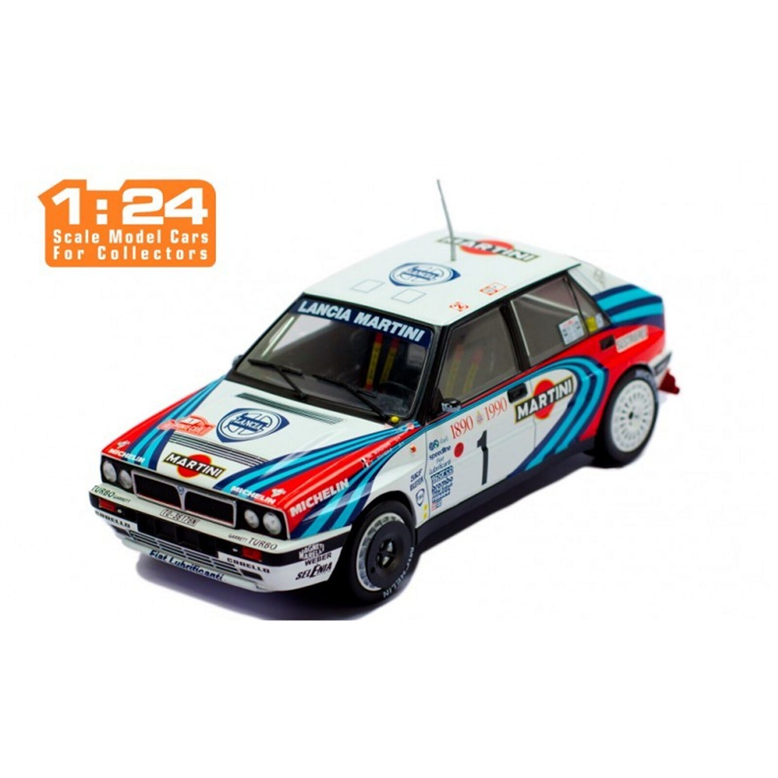 Lancia Delta Integrale 16V M.Biasion T.Siviero Martini Monte Carlo Rally 1990 in White Red Blue