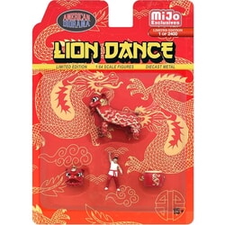 Lion Dance Figure Set in Red