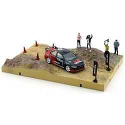 Mitsubishi Lancer Evolution X Advan With Mud Rally Diorama 1:64 scale Diecast Model Car by BM Creations in Red/Black