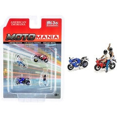 Moto Mania Figure Set 1 Including 2 Bikes 1:64 scale Diorama Accessory by American Diorama