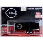 Nissan Enclosed Car Trailer 1:64 scale Diorama Accessory by Auto World in Red/Black