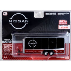Nissan Enclosed Car Trailer 1:64 scale Diorama Accessory by Auto World in Red/Black