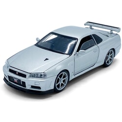 Nissan GT-R R34 V-Spec II Pull Back and Go with Working Lights and Sound 1:32 scale Tayumo Diecast Model Car