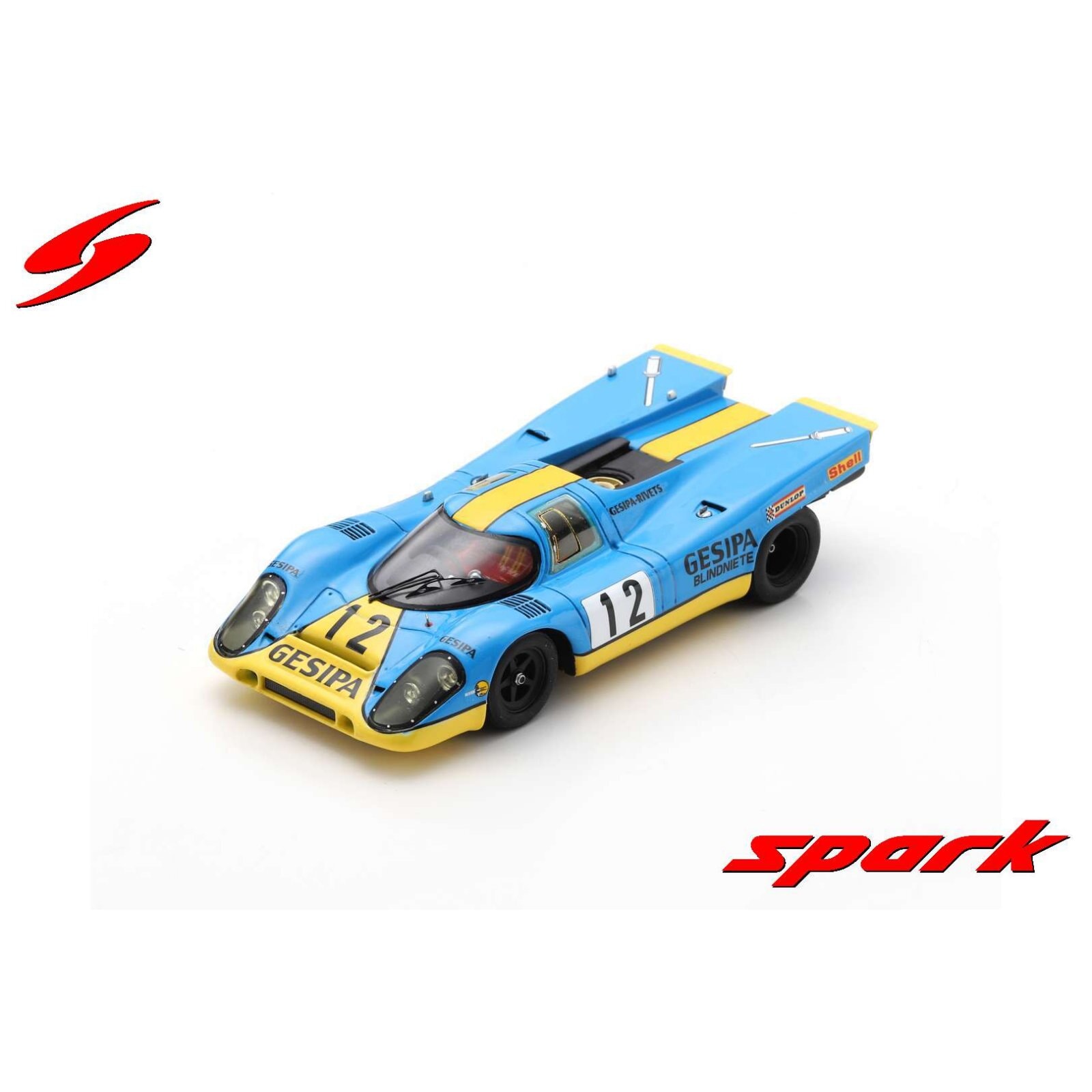 Porsche 917K Diecast Model 1:43 scale Blue/Yellow Spark