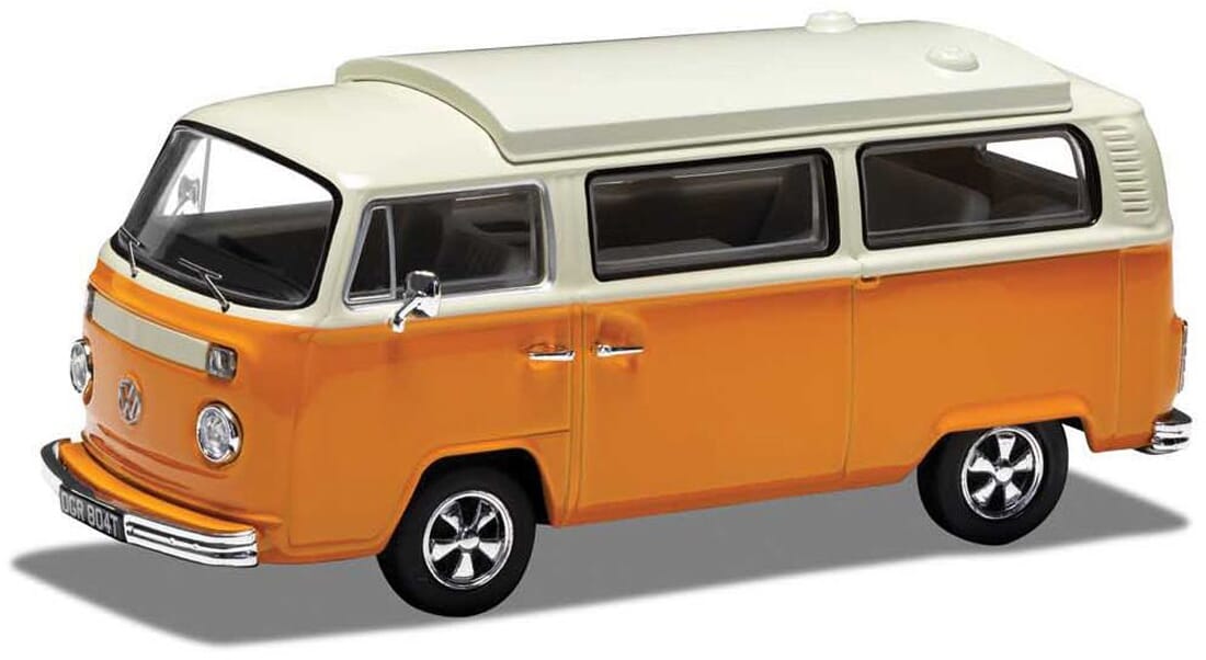 Details about   VW T2b Bus 1975 orange-white mit Surfboard diecast modelcar CLC302 IXO 1:43 