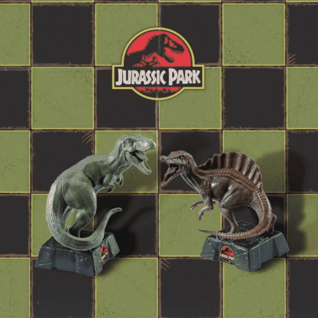 jurassic park film chess set noble collection dinosaurs t.rex